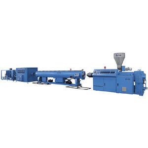 línea de extrusión de tubos / para termoplásticos / para PVC / refrigerada con agua