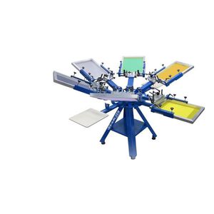 máquina de serigrafia manual / de 6 colores / para textiles / en plano