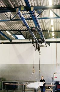 puente grúa de riel doble / con sistemas de elevación ligera / de aluminio / perfil de acero