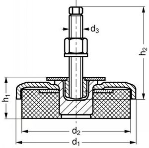 pie de máquina / metal / antivibración