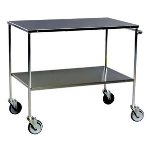 carretilla de servicio / de acero inoxidable / 2 niveles / con ruedas giratorias