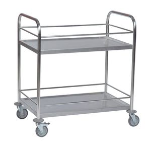 carretilla de servicio / de acero inoxidable / 2 niveles / de uso múltiple