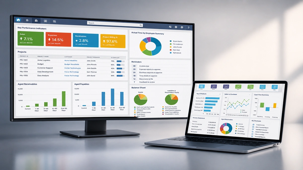 Supervisor de planta de fabricación utilizando una tableta para monitorizar métricas de producción en tiempo real a través de un panel de control de un ERP industrial.