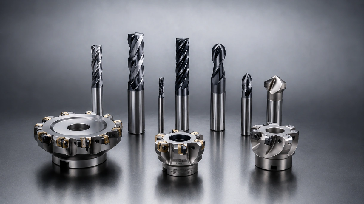 Fresa de mecanizado CNC realizando una eliminación de metal a alta velocidad en una pieza de acero industrial dentro de un centro de mecanizado vertical.