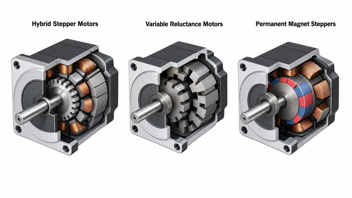 Primer plano técnico del rotor de un motor paso a paso de tamaño NEMA que muestra los dientes mecanizados con precisión y la disposición de los imanes permanentes.