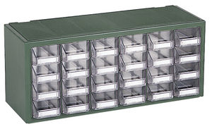 sistema modular de almacenamiento con tres cajetillas transparentes
