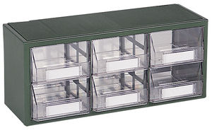 sistema modular de almacenamiento con tres cajetillas transparentes
