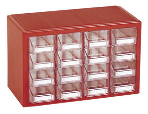 sistema modular de almacenamiento con tres cajetillas transparentes