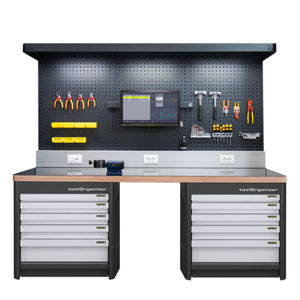 banco de trabajo de metal / con cajones / con panel portaherramientas