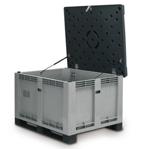 caja-palé de plástico / para almacenamiento / apilable / con tapa