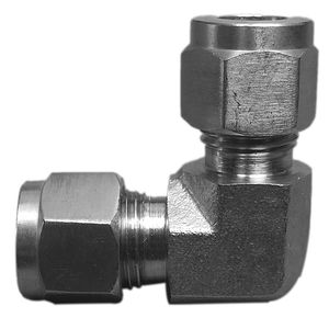 racor de rosca / de ángulo recto / neumático / de acero inoxidable