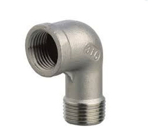 racor de rosca / codo de 90º / hidráulico / de acero inoxidable
