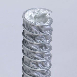 conducto de aire flexible / de tejido de vidrio recubierto de silicona / de acero galvanizado / de extracción de humos