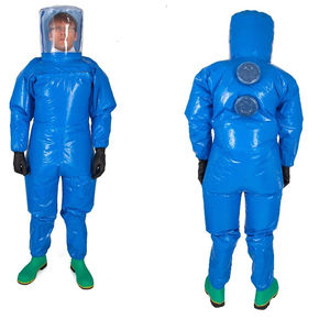 traje de trabajo / de protección química / de material laminado / de tejido
