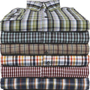 camisa de trabajo / de algodón / azul / verde