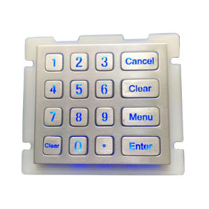 teclado numérico 16 teclas / empotrable / de acero inoxidable / con retroiluminación