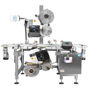 máquina de etiquetado automática / para aplicación en la parte superior del producto / para la industria alimentaria