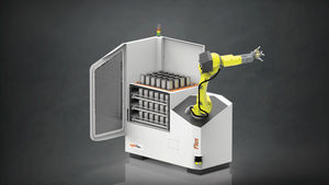 sistema de carga con robot articulado de 6 ejes