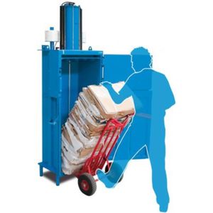 prensa de balas vertical / de carga frontal / para cajas de cartón / monobloque