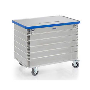 contenedor de residuos de acero / de aluminio / para papel / con tapa