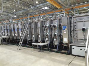 máquina de deposición por pulverización catódica en línea