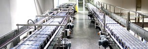 transportador con cadena / para packs de botellas / horizontal / modular