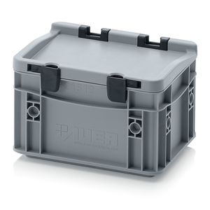 cajón de plástico / apilable / con tapa