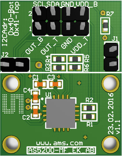 Sensor de posición rotativo - AS5200L - AMS - sin conexión mecánica / potenciométrico / magnético