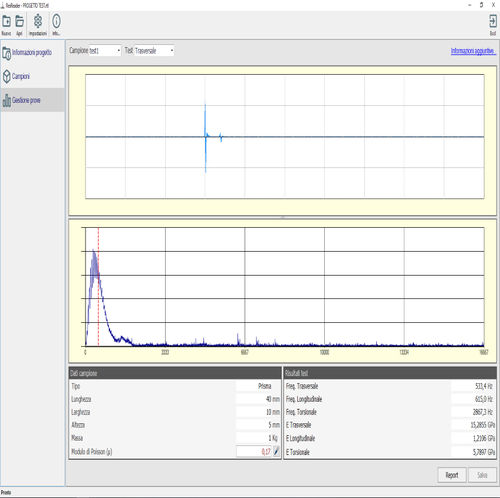 Software de informe de tests para la determinación de la frecuencia de resonancia - RESREADER - M.A.E. S.r.l.