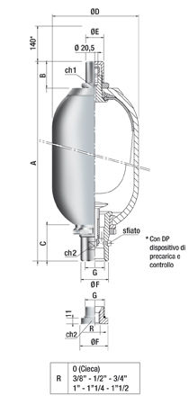 Acumulador de vejiga - SI series - SAIP S.R.L. - de nitrógeno / de acero al carbono / hidroneumático