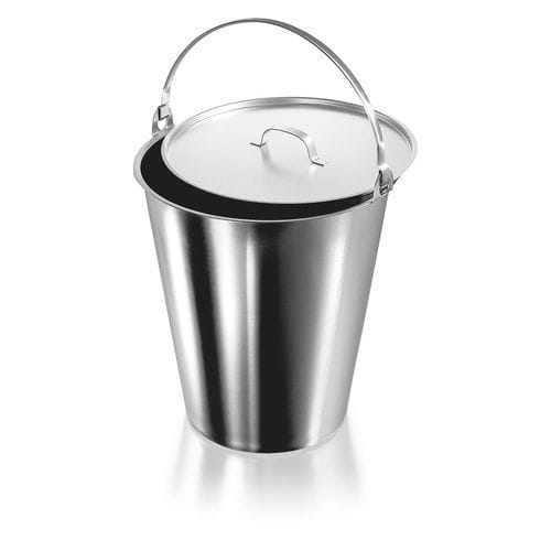 Cubo de acero inoxidable - 45 series - Carl Friedrich Usbeck KG - redondo / con asidero / con tapa