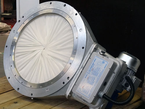 Válvula de diafragma en iris - E Series  - Mucon - con actuador eléctrico / de regulación / para cemento