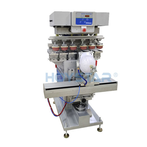 Máquina de tampografía de tintero abierto - GW-M6/S-M - Dongguan Hoystar Printing Machinery Co.,Ltd - de 6 colores / para casco de seguridad
