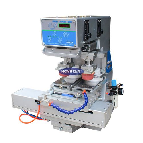 Máquina de tampografía de tintero cerrado - GW-MINI2S-CP - Dongguan Hoystar Printing Machinery Co.,Ltd - de 2 colores / de sobremesa / con mesa extraíble