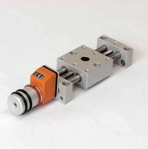 Mesa de posicionamiento lineal - PT4808-PA - PT8625-PA - MM Engineering GmbH - manual / de un eje / con indicador de posición