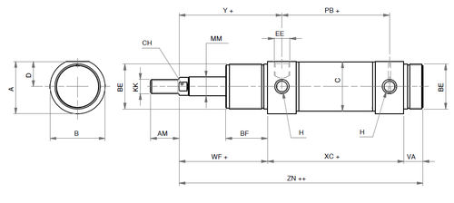 Cilindro neumático - ISEM - ARTEC SRL - de simple efecto / redondo