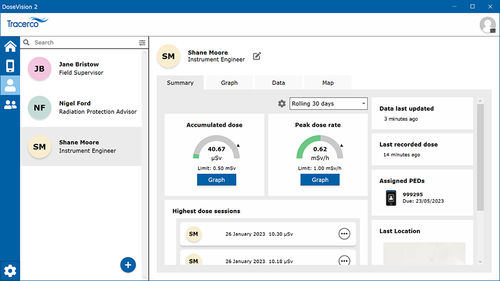 Software de gestión - DoseVision2 - Tracerco Ltd - configuración / para informes / de almacenamiento