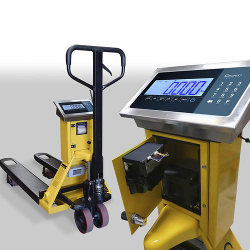 Transpaleta alimentada por batería - TP XBAT - GIROPES - 12 V / de pesaje / de acero inoxidable