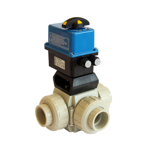 Válvula de bola - S4 - Praher Plastics Austria GmbH - con actuador eléctrico / con brida / roscada