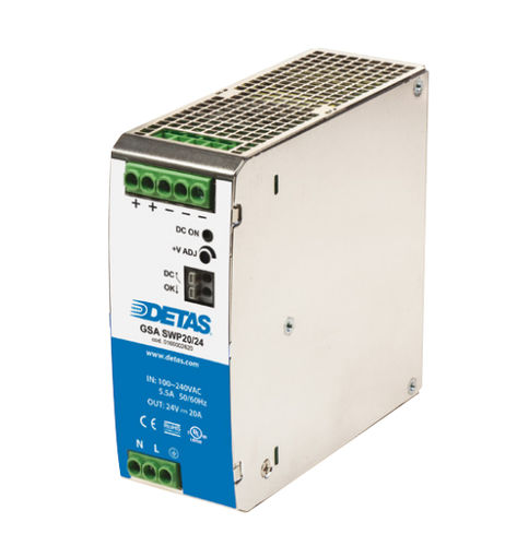 Alimentación eléctrica en riel DIN - GSA SWP20 series - DETAS - AC/DC / con protección de sobreintensidad / con protección contra sobrecargas