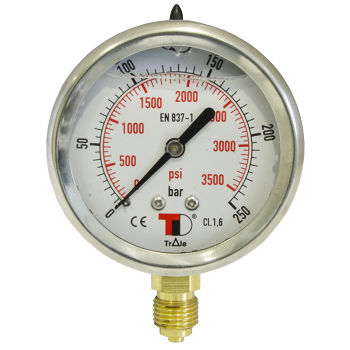 Manómetro de esfera - MFI6304 series - Dicsa - roscado / para montaje vertical / de acero inoxidable