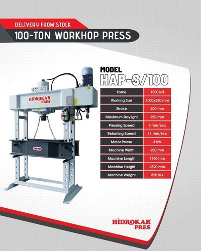 Prensa hidráulica - HAP-S/100 - HIDROKAR PRES INDUSTRY AND TRADE CO. - motorizada / con control manual / de punzonar