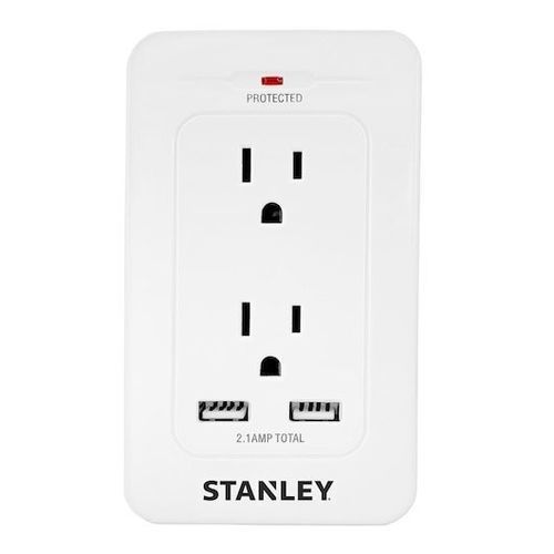 Regleta protector de sobretensión - SurgePro USB - Stanley Tools - con indicador luminoso / USB / 2 tomas