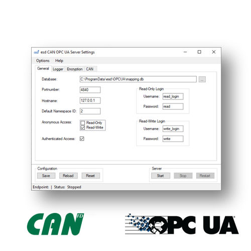Software de desarollo - CAN-OPC UA Server - esd electronics gmbh - configuración / de cartografía / de intercambio de datos