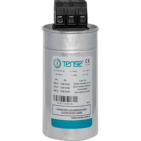Condensador eléctrico de película de polipropileno - TTK series - Tense Electronic - de aluminio / cilíndrico / de compensación factor de potencia