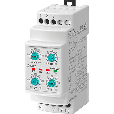 Relé de control de sobretensión - GKM-02F - Tense Electronic - de subtensión / de fases / en riel DIN