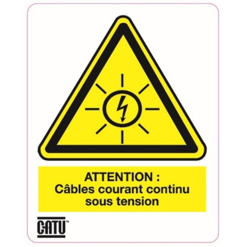Etiqueta de seguridad - AT-7011 - CATU - adhesiva / de PVC / para red eléctrica de corriente continua