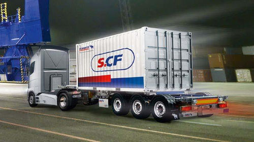 Semirremolque para contenedores - Schmitz Cargobull - de cuello de cisne / de 3 ejes / de acoplamiento