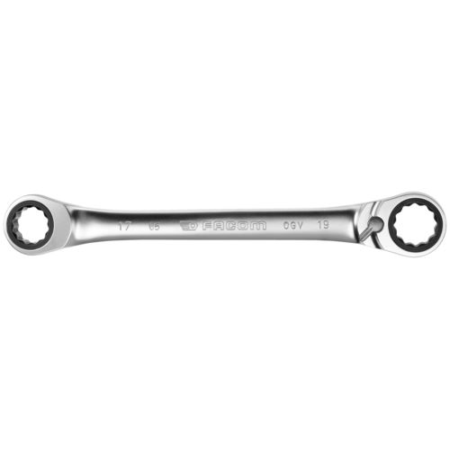 Llave poligonal 1/2" - 65.1/2X9/16 - FACOM - de cromo / con cabeza acodada / compacta
