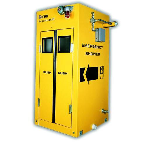 Cabina de ducha de pie - Therma-Flow® Plus - ENCON SAFETY PRODUCTS INC. - con lavaojos y lavacara